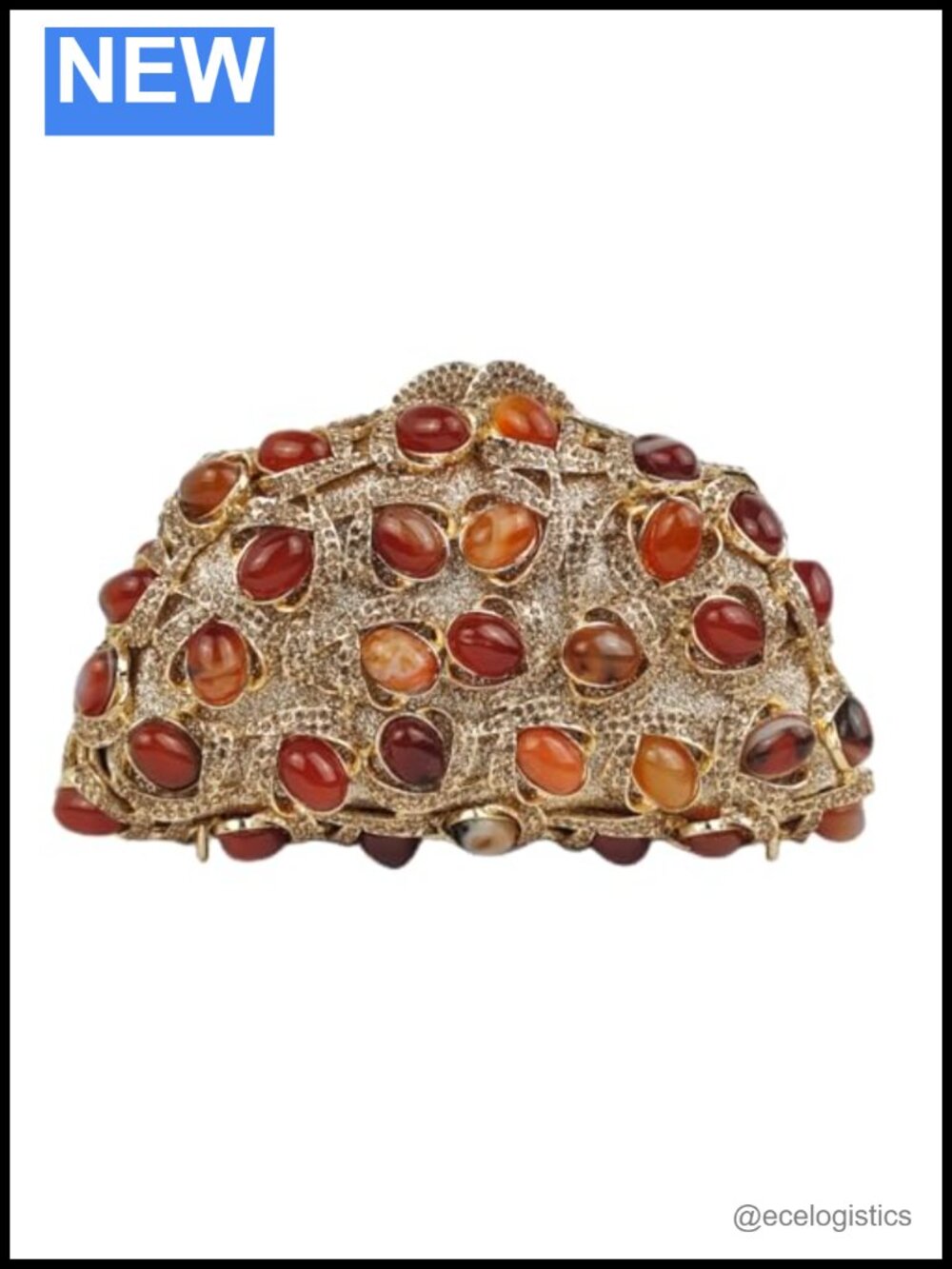 Luxury Crystal Clutch Evening Bag Rhinestone Agate Stones Handbag Party Prom
